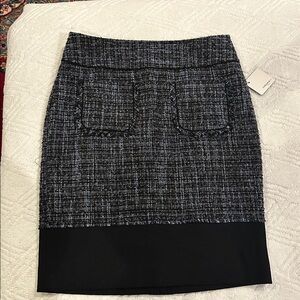 NWT Halogen Black and Gray Tweed wool blend Pencil Skirt - size 4